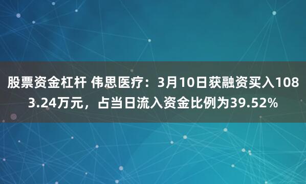 股票资金杠杆 伟思医疗：3月10日获融资买入1083.24万元，占当日流入资金比例为39.52%